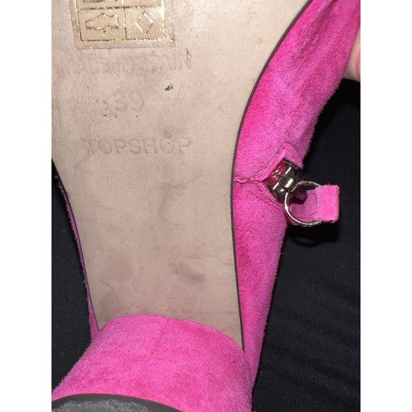 Topshop Marilo Block Heel Suede Bootie Fuschia Size 6.5 - Picture 10 of 14